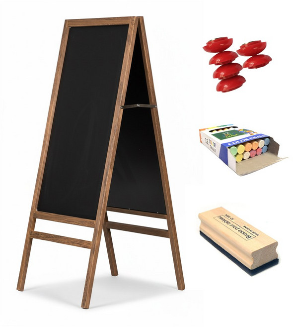 세우는 양면 입간판 A형 칠판 블랙보드, 1개, 자석형 브라운