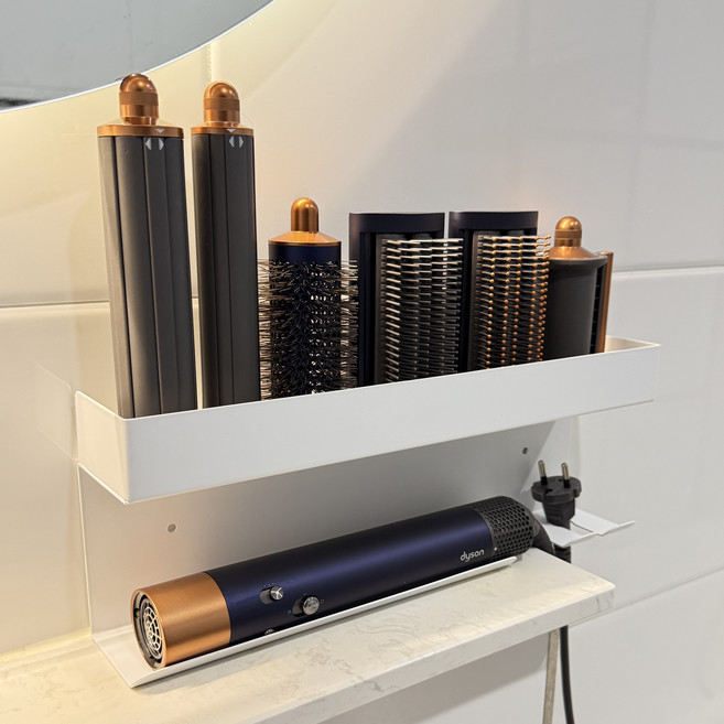 벨리에 무타공 다이슨 에어랩 호환 거치대 자율 수납 선반형, 알루 화이트, 1개