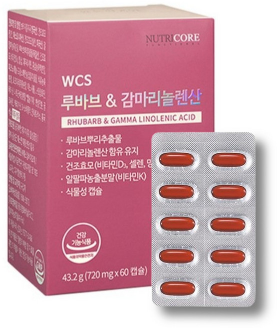 뉴트리코어 WCS 루바브 앤 감마리놀렌산 43.2g, 60정, 1개