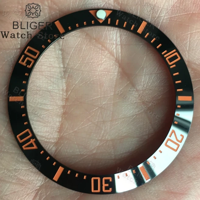 BLIGER 40밀리미터31.6밀리미터 고 다이빙 세라믹/알루미늄 베젤 인서트 SEA Big DEEP Homage 43밀리미터, 46 13 Black orange