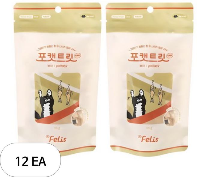 닥터펠리스 포캣트릿 고양이 간식, 북어, 25g, 12개