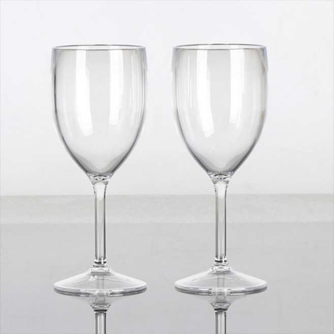 주방프라자 국산 업소용 PC 와인잔 깨지지않는 캠핑 휴대용 플라스틱 술잔, 275ml, 2개