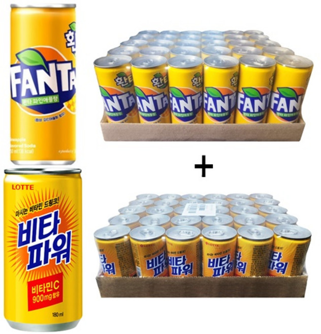 환타 파인애플향 240ml(30캔) + 비타파워 180ml(30캔), 60개, 240ml