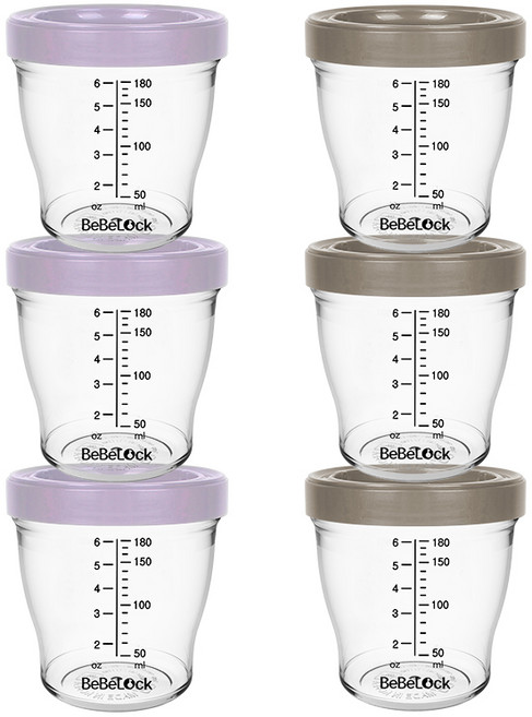 베베락 아이와 트라이탄 이유식용기 180ml (3+3개입), 아이와 트라이탄 180ml(라벤더3P+초코3P), 1세트, 1ml