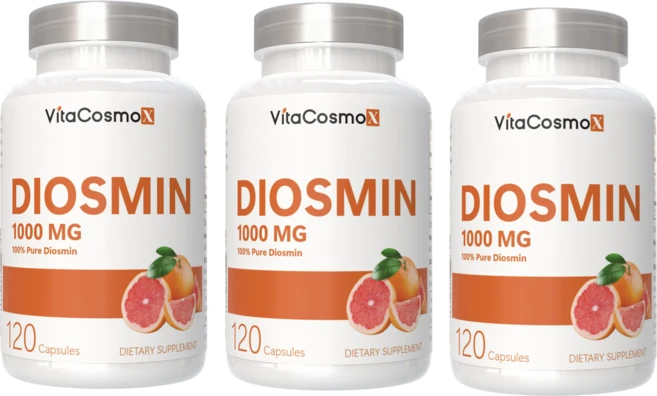 VitaCosmoX 비타코스모 롱라이프뉴트리 위라이크비타민 디오스민 Diosmin 시트러스 바이오플라보노이드 고함량 1000mg, 3개, 120정 - 쿠팡