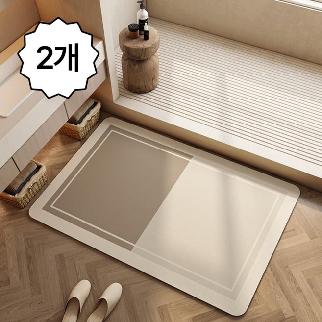 1+1 르코이 물기순삭 발매트 규조토 욕실매트 폭신폭신 세탁가능 논슬립 no.7, 2개, 7번타입
