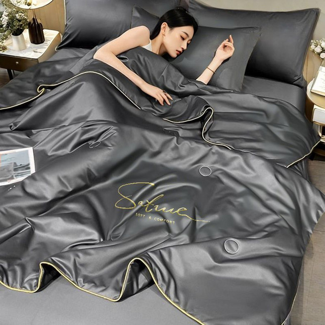 시원한 워시 실크 여름 이불 베개커버 침대시트 세트 침구 세트4세트