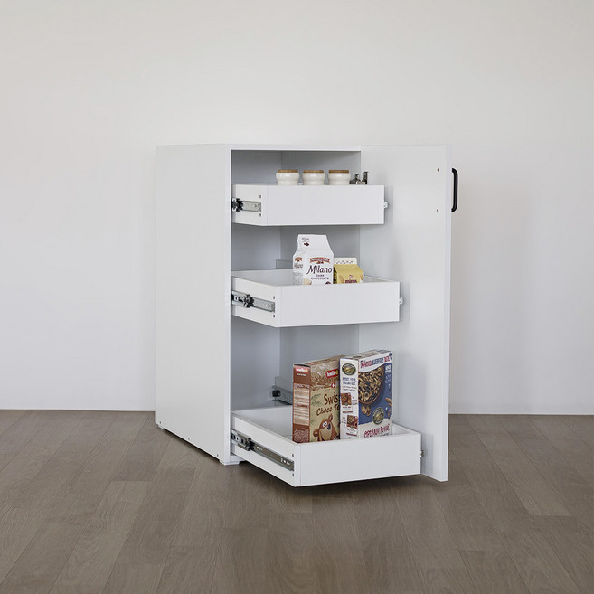 낮은 팬트리장 3단 슬라이딩 서랍장 정수기 다이 속 깊은 수납장 300 350 400 450 500 550 600사이즈, 300 왼쪽 열림