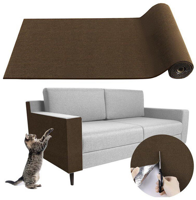 고양이 스크래쳐 원단 카페트 소파 매트 보호 발톱 스크래치 DIY 긁판 가구, 1개, 다크 커피