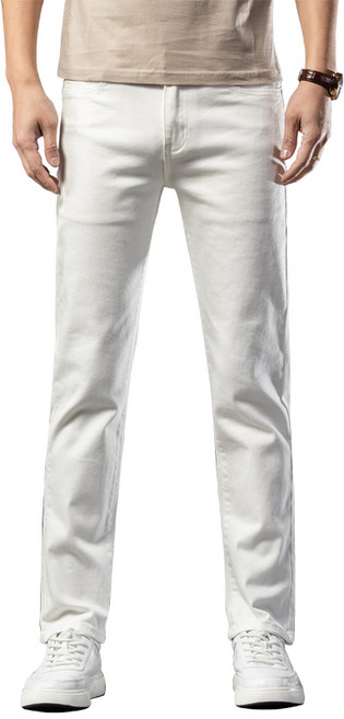 남자블랙진연청바지중년청바지클래식스타일남성화이트청바지코튼캐주얼비즈니스스트레치슬림피트데님바지패션