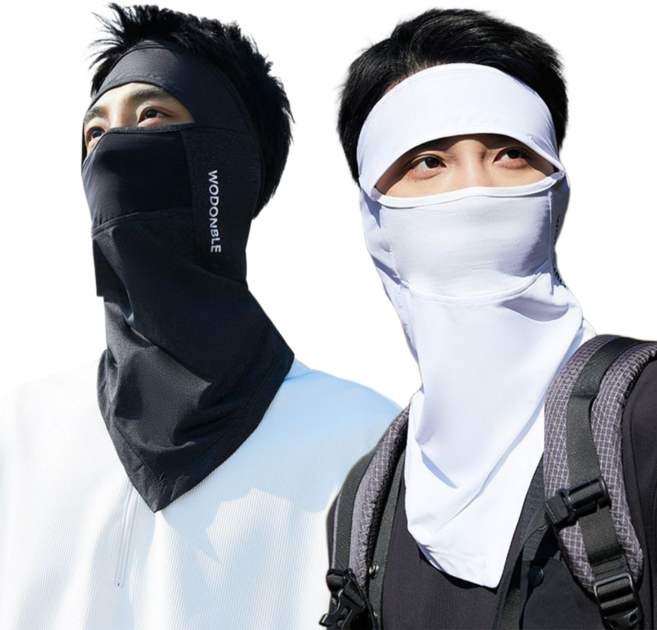 UV 마우셀 마스크 자외선차단 메쉬 쿨 안면 전신 운동 마스크 페이스커버 이마 햇빛가리개 골프 등산 바이크, 블랙, 1개