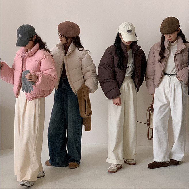 ANYOU 오버핏 크롭 숏패딩 빅사이즈 경량패딩