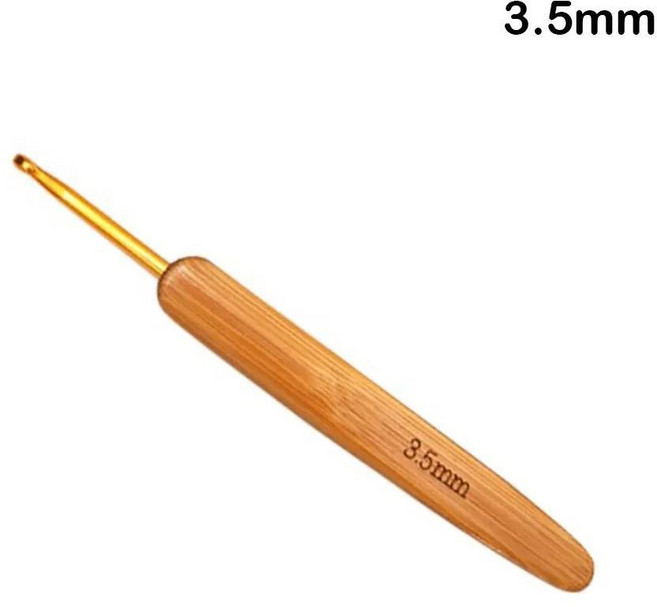 재봉 미싱 수공예 대나무 나무 후크 스몰 사이즈 긴 손잡이 DIY 바느질 액세서리, 1개, 15 3.5mm