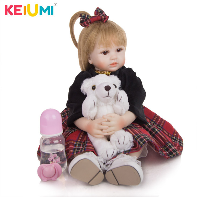 [브리튼] 19 " 리본돌 아기 인형 아름다움 천 몸 태어난 소녀 핸드메이드, [01] 19 inch about 48 cm, [01] brown eyes, 1개