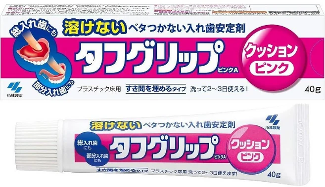 의치 틀니 안정제 접착제 터프그립 핑크 40g (일본 발송), 1개 - 쿠팡