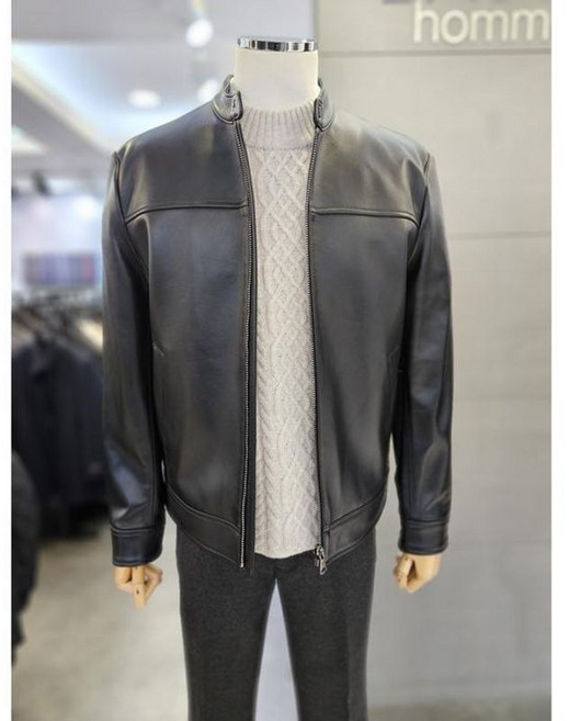 바쏘옴므 세이브존03 24F W 블랙 천연 양가죽 램 스킨 차이나카라 블루종 점퍼 WSAGY3GU19ABKA