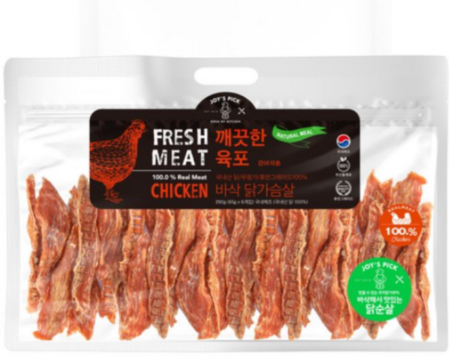 수제 바삭 닭가슴살 깨끗한 육포 노견 영양 간식 (390g), 바삭닭(195g), 390g, 1개