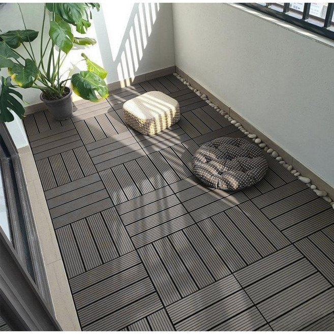 ( 4type ) 셀프시공 베란다 현관 발코니 사무실 조립 데크 타일 매트 물빠짐 크기조절 잔디 자갈, 바닥매트 잔디, 1개