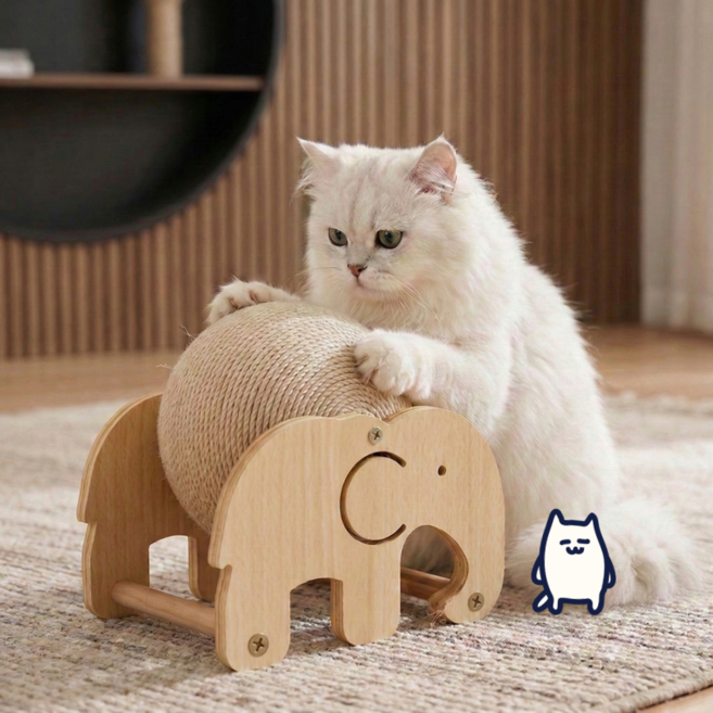 묘한상점 롤링 볼 스크래쳐 고양이 장난감 공굴리기 캣휠, 1개, 코끼리