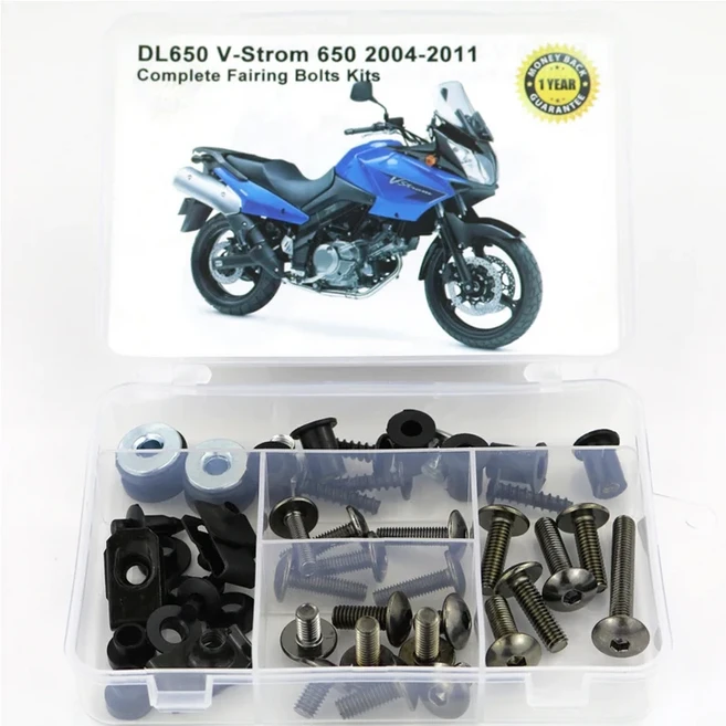 [호환] 스즈키 DL650 V-Strom 2004-2011 오토바이용 풀 페어링 볼트 키트 차체 나사 스틸 클립 커버링, 01 Titanium