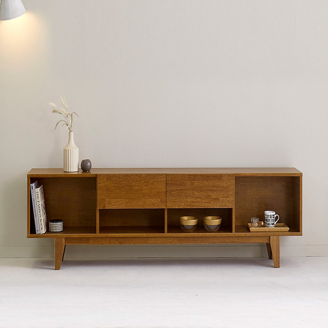 리홈 헤이든 고무나무 원목 거실장 1800 TV다이 서랍 수납형, 단품