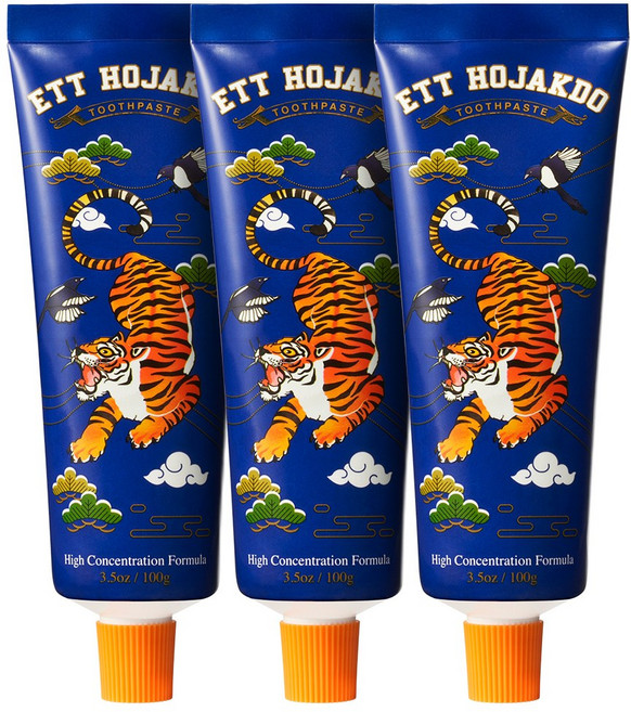 ETT HOJAKDO]국민남편치약 잇몸치약 _호랑이 스케일링 엣 호작도 300g _구취제거 백태제거 치석제거 상쾌한치약 불소 치약 콩알치약 약국치약 매운치약_케이팝데몬헌터스, 100g, 3개
