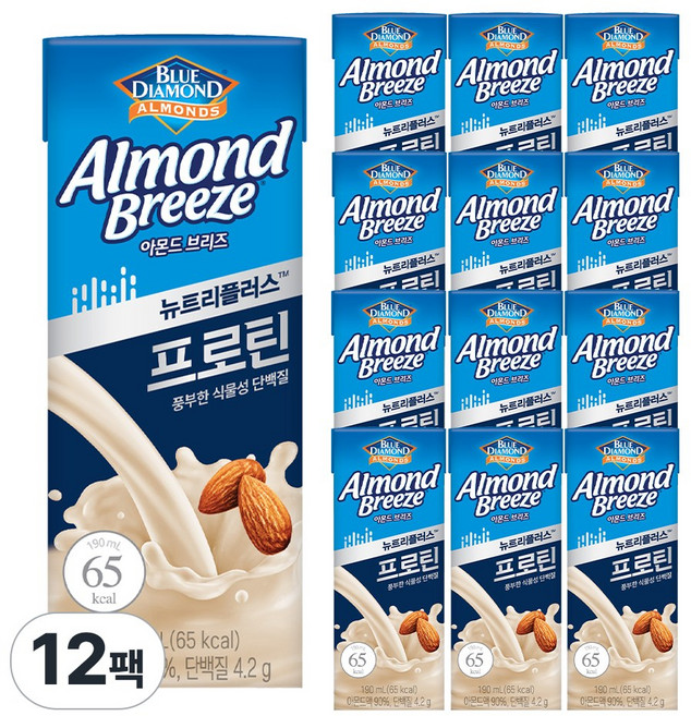 블루다이아몬드 아몬드 브리즈 뉴트리플러스 프로틴, 190ml, 12개