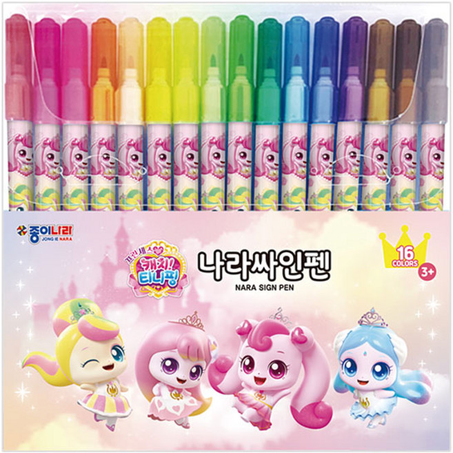 종이나라 프린세스 캐치티니핑 나라싸인펜, 1개, 16색