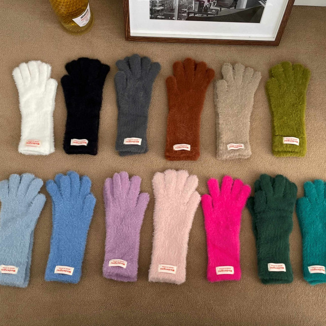 [터치OK] 몽당 부들 앙고라 장갑 겨울 방한 핑거홀