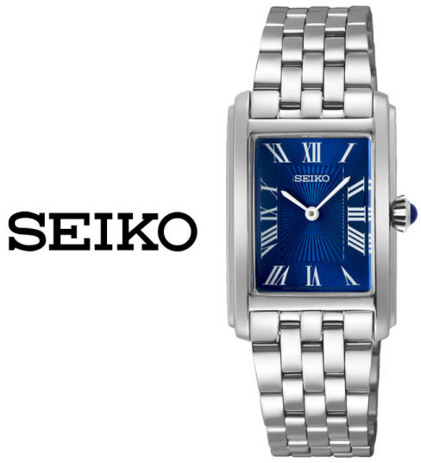세이코 SEIKO 국내재고 블루 스퀘어 여성 사각 메탈 손목시계 SWR085