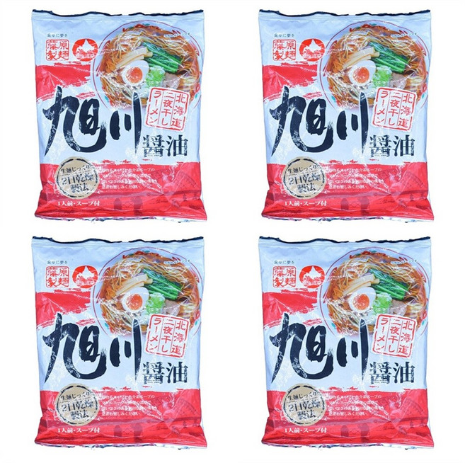 훗카이도 아사히카와 라멘 건면 일본 간장 라면 112g x4개 Fujiwara Hokkaido Asahikawa soy ramen