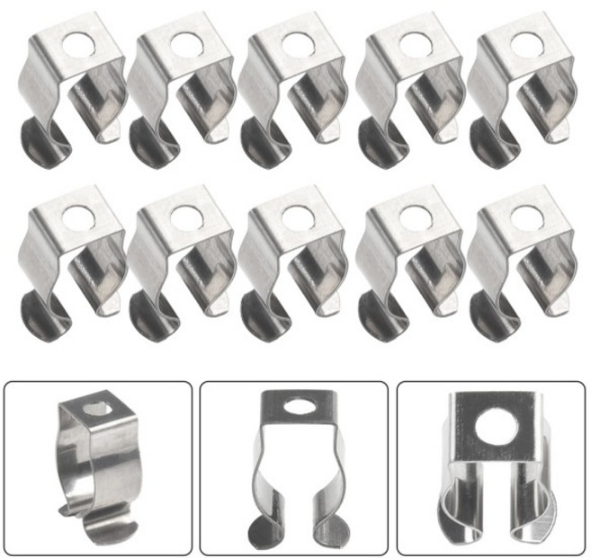 고정 클립 용수철 테리 클램프 홀더 헤비 듀티 튜브 베이스 도구 T8 T10 파이프 25mm 32mm 직경 개, 02 T10 37mm, 1개