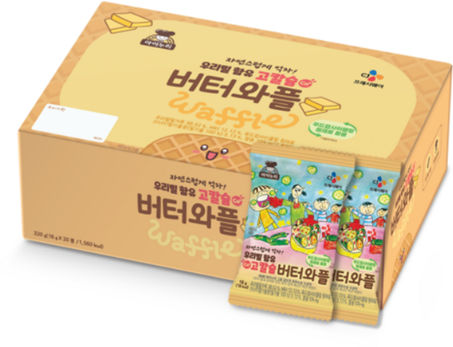 CJ 아이누리 우리밀 함유 고칼슘 버터와플 16G 20개