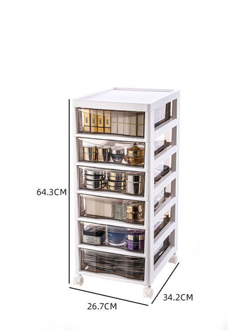 [항공배송] 인터넷 연예인 라이트 럭셔리 화장품 보관함 바닥 다층 보관함 데스크탑 서랍 립스틱 보석 보관 캐비닛, 여섯[브레이크롤러디자인]