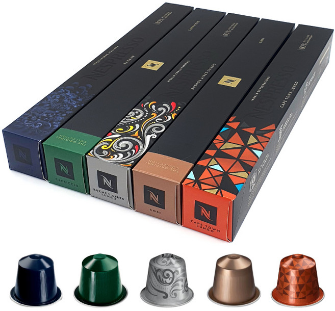 네스프레소 캡슐 커피 저렴한 가격 5종 세트 총 50개, 1세트, 40ml, 5.7g