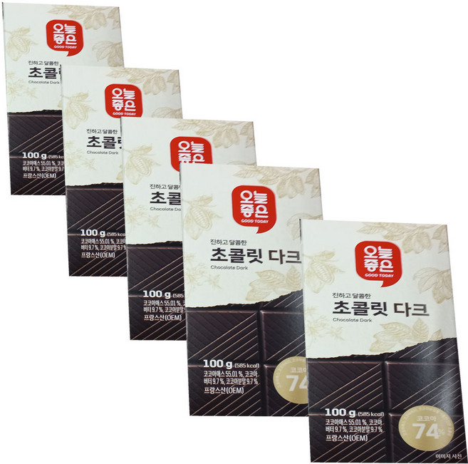 오늘좋은 다크 초콜릿, 5개, 100g