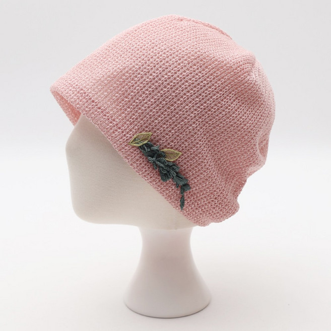 에스랑제이 여성 니트 비니 잎사귀 포인트 항암모자 패션 비니모자