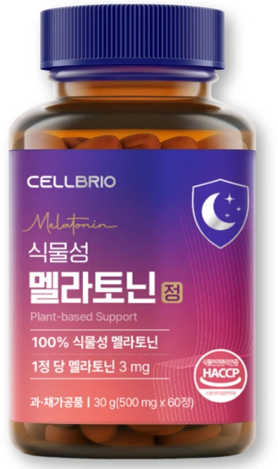 식물성 멜라토닌 3mg 함유 식약청인증 셀브리오, 1개, 60정 - 쿠팡