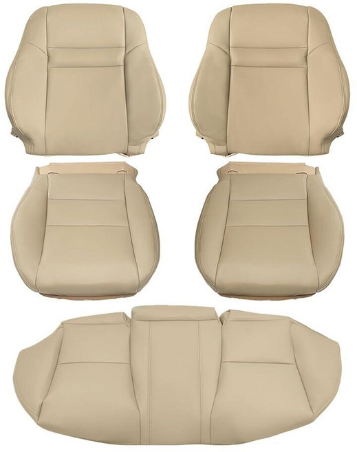 NLQR Tan Front Driver and Passenger Side Bottom Top Lean Back Rear Bench Replacement Perforated Le