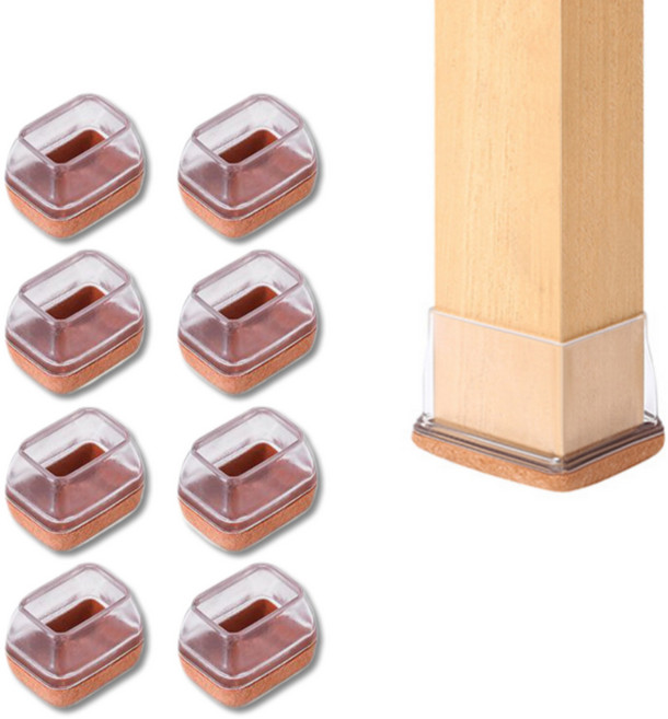 헤인느 층간 소음 미끄럼 방지 식탁 의자 발커버 세트, 8개, 브라운