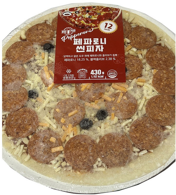 냉동 페퍼로니피자 430g/30cm 씬크러스트 씬피자 햄, 430g, 1개