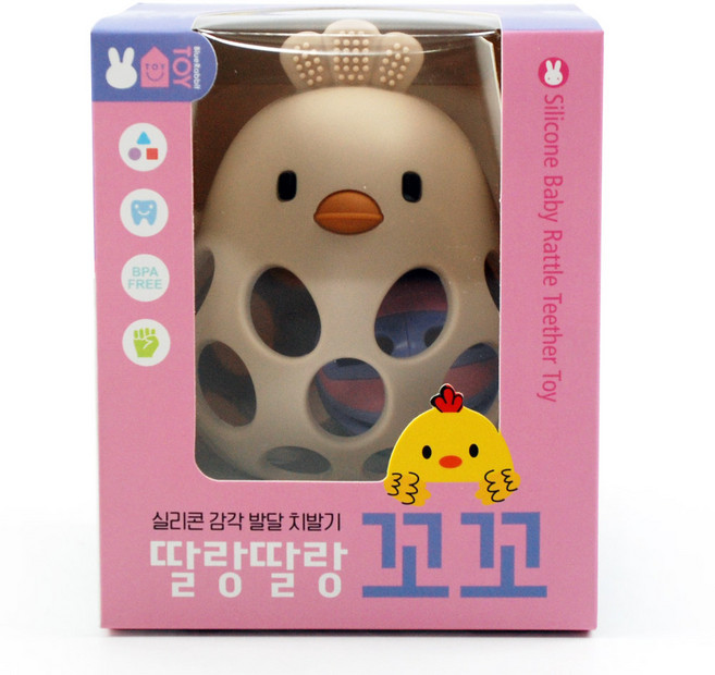[블루래빗] 실리콘 감각 발달 치발기 딸랑딸랑 꼬꼬 [장난감/완구] [따뜻한책방]