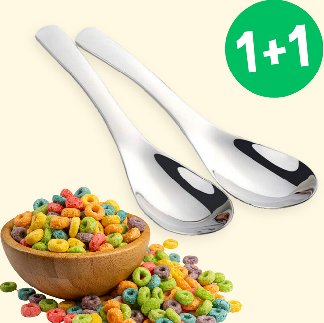 보니픽 스텐 큰숟가락 디저트 서빙 국물 스푼 수저, 2개