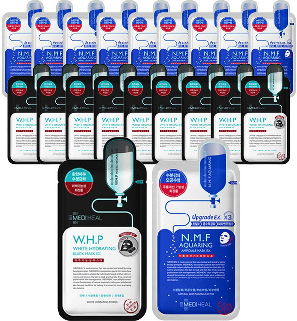 메디힐 NMF 아쿠아링 10장 + WHP 미백수분 10장 마스크팩, 1개입, 1개