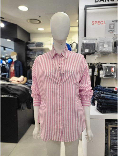 뱅뱅 봄 여성 스트라이프 면100% 긴팔 남방 NSK262