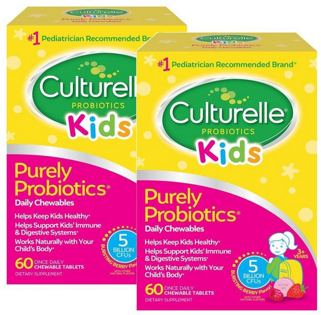 컬처렐 키즈 퓨얼리 프로바이오틱스 츄어블 타블렛 Culturelle Kids Purely Probiotics Chewable Tablets, 2개, 60정