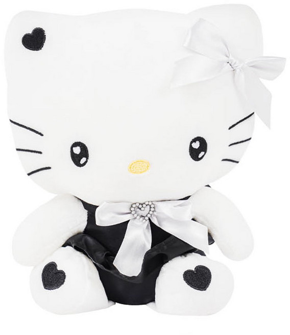 산리오 헬로키티 블랙하트 인형 애착 고양이, 1개, 혼합, 24cm