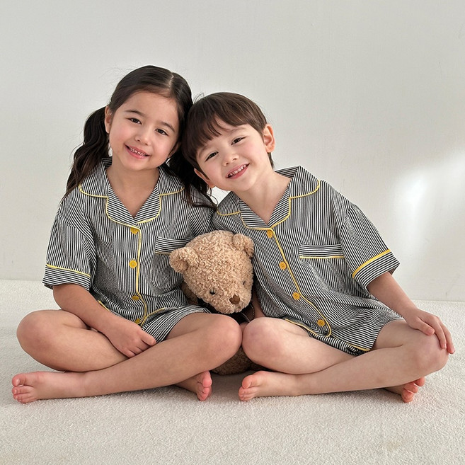 ECLL 아동 시어서커 반팔 잠옷 냉감 파자마 상하 세트