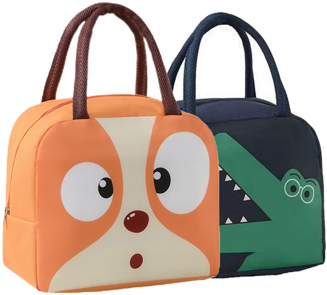 1+1 헬스와미 캐릭터 보온 보냉 가방 보냉백 피크닉 가방 런치백, 네이비+블랙, 2개