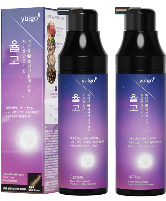 율고 자연을 담은 시간 순한 새치 염색샴푸 흑갈색, 2개, 200ml